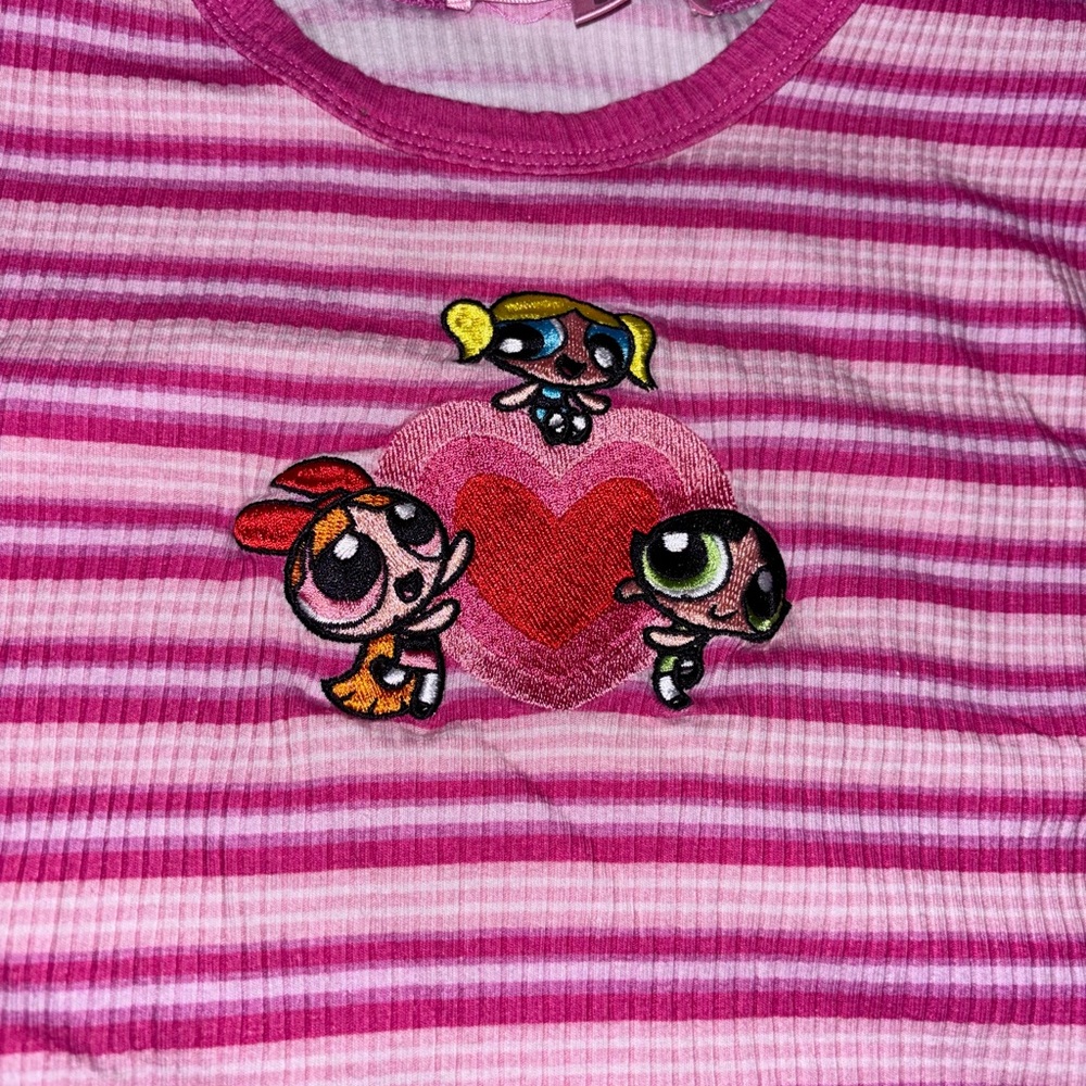 DOLLS KILL Pink Powerpuff Girls Striped long sleeve Shirt - Picture 2 of 3